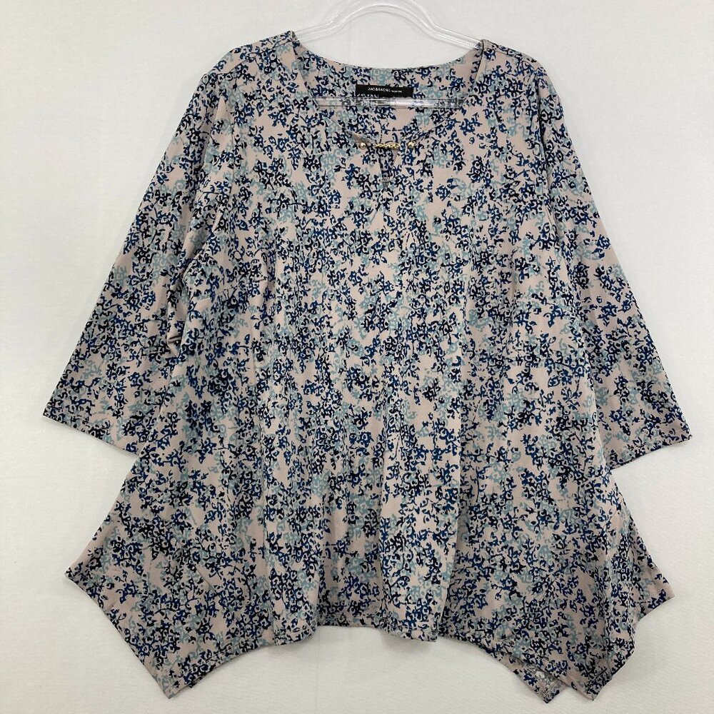 Zac & Rachel size 2X Multi Color Abstract Chain Accent‎ 3/4 Sleeve Tunic Office